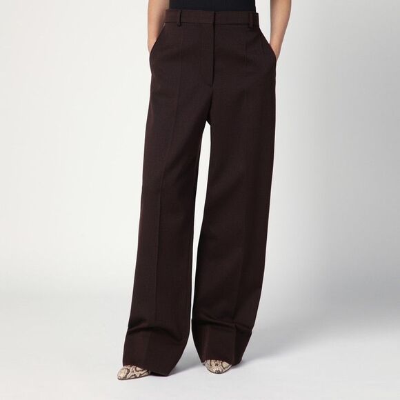 Stella Mccartney Straight Leg Trousers In Plum Wool Women - Picture 1 of 2
